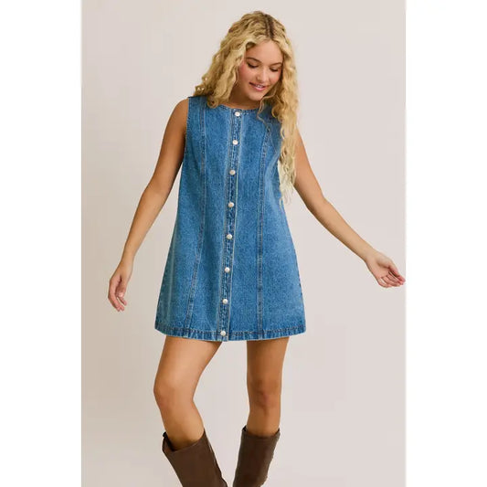 Bluebell Button-Front Denim Dress