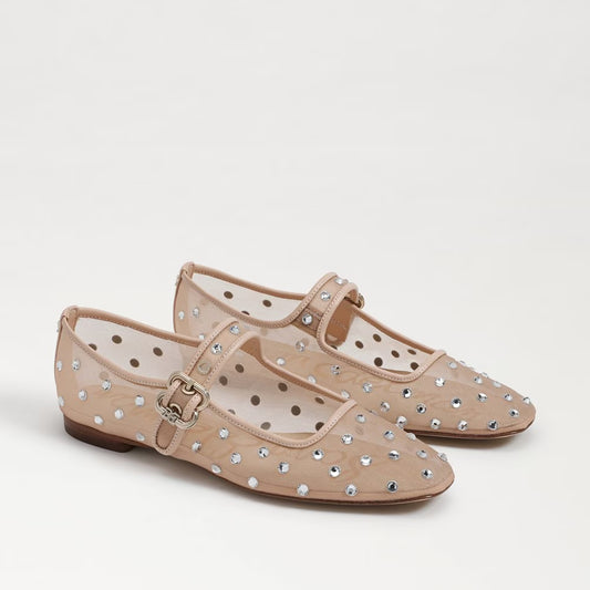 Michaela Shine Ballet Flat |Pink Mesh|