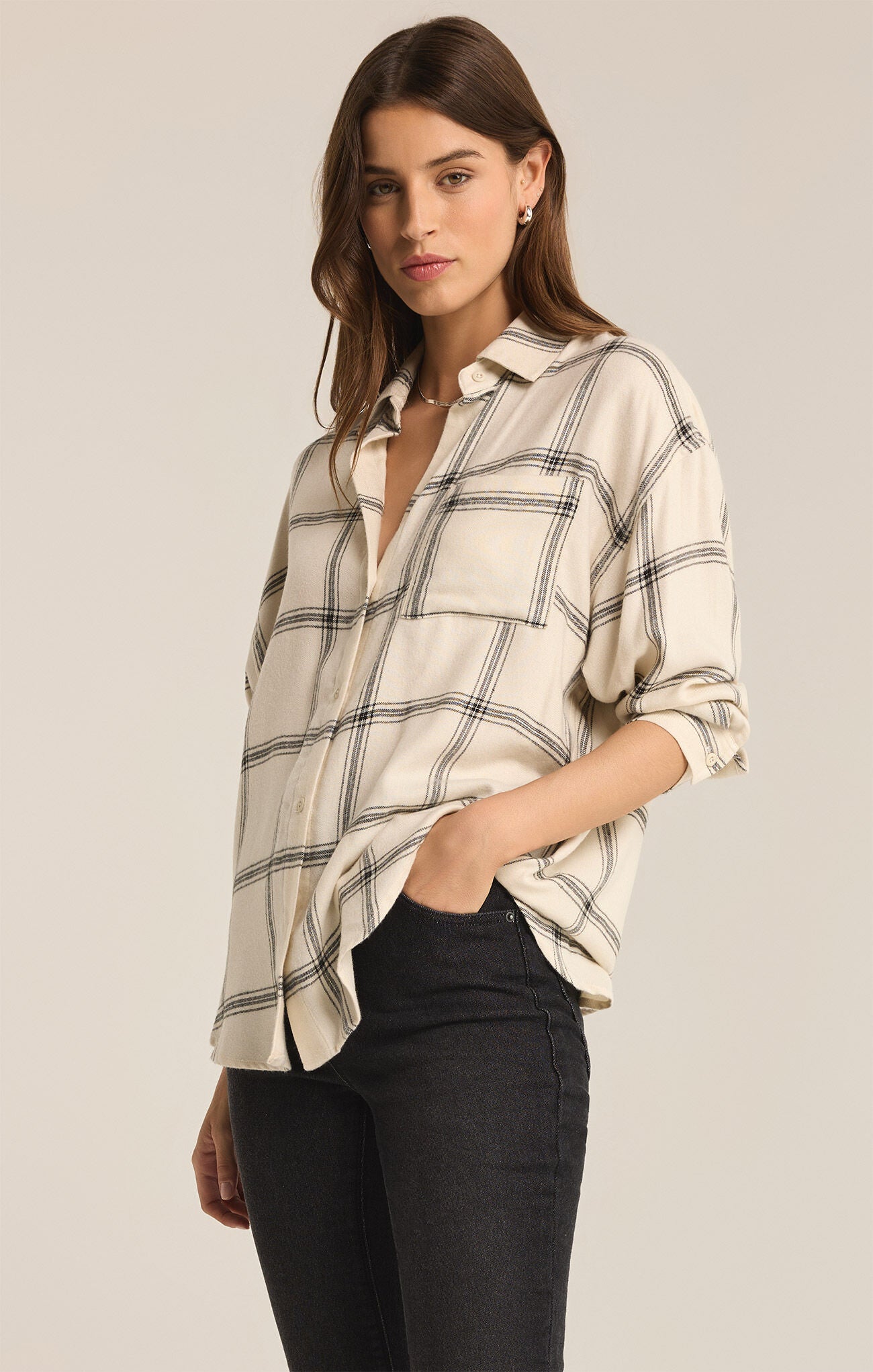 River Plaid Button Up |Sea Salt|