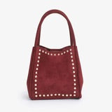 Hollace Suede Studded Mini Tote |Wine|