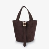 Oya Suede Bucket Bag |Chocolate|