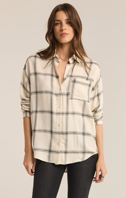 River Plaid Button Up |Sea Salt|