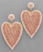 Beaded Heart Dangle Earrings