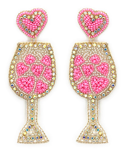 Heart Wine Glass Earrings