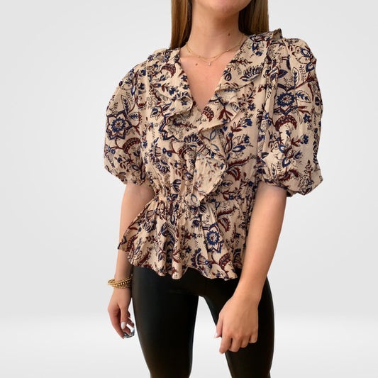 Gabrielle Top |Cobalt Floral|