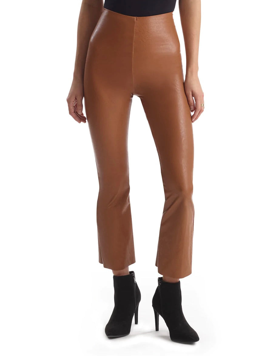 Faux Leather Cropped Flare