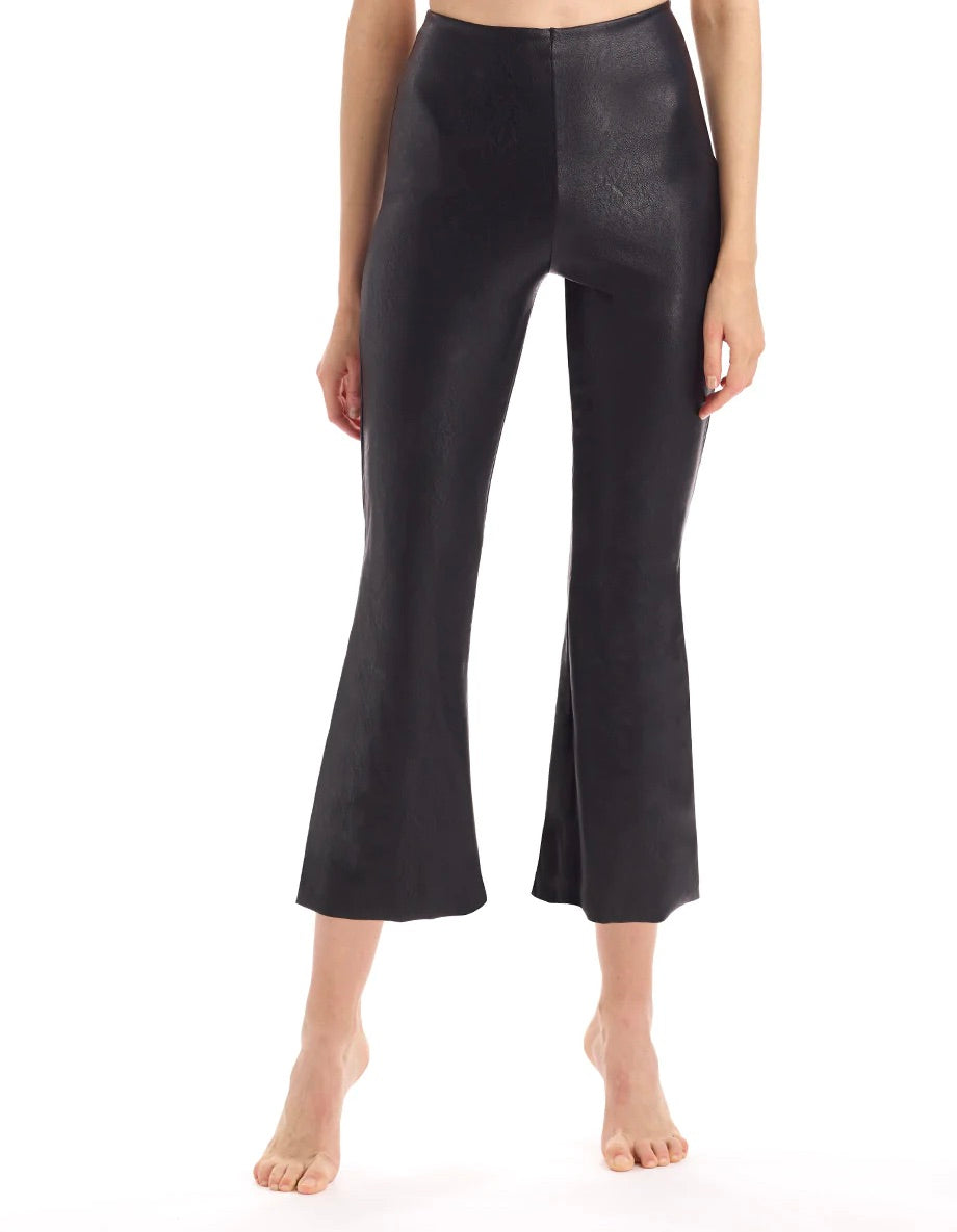 Faux Leather Cropped Flare